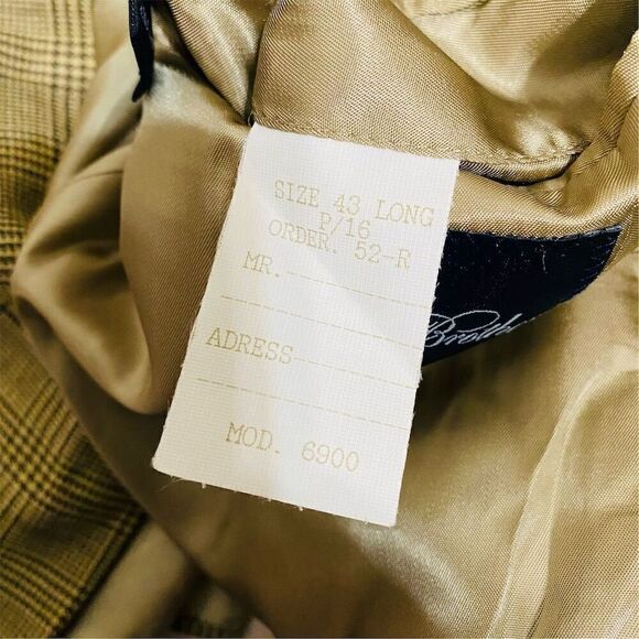Brooks Brothers Men's Beige Plaid Wool Blazer Jacket Size 43 Long - Picture 14 of 16